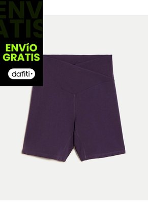 Short Pretina Cruzada Aerius Skin 15 Cm Para Mujer Deportiva Color Morado Marca Atmos