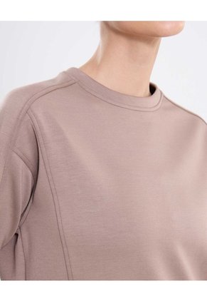 Buzo Cuello Redondo Plush Suave Para Mujer Deportiva Color Café Marca Atmos