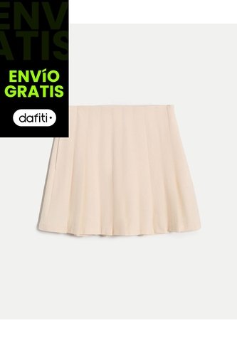 Falda Tableada Silueta Fluida Para Mujer  Deportiva  Color Beige Marca Atmos Atmos