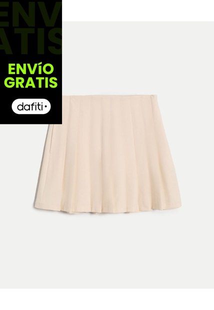 Falda Tableada Silueta Fluida Para Mujer  Deportiva  Color Beige Marca Atmos