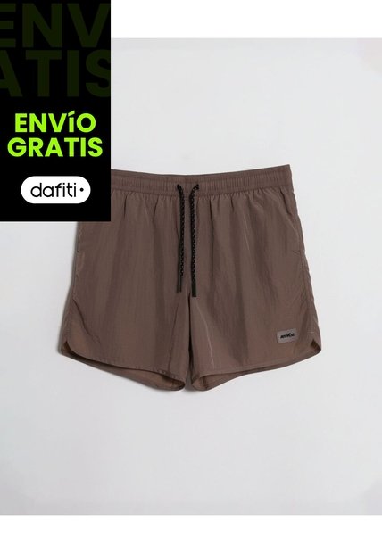 Pantaloneta De Baño Con Cordón  Para Hombre Café Atmos
