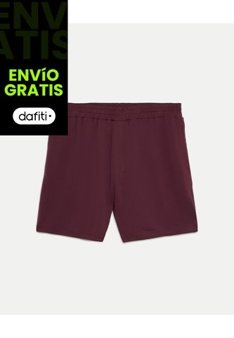 Bermuda  Para Hombre Deportiva Largo Color Vino Marca Atmos #32100160 Atmos
