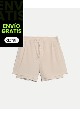 Bermuda  Para Hombre Deportiva Largo Color Crema Marca Atmos #32100135 Atmos