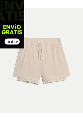 Bermuda Para Hombre Deportiva Largo Color Crema Marca Atmos #32100135