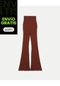 Pantalón Flare Tejido Tiro Alto Para Mujer  Deportiva  Color Terracota Marca Atmos de Atmos