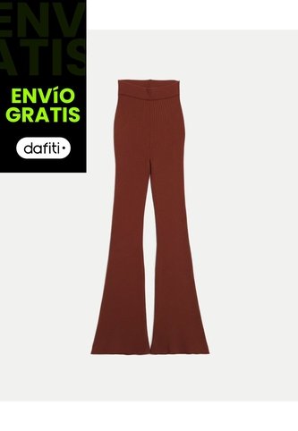 Pantalón Flare Tejido Tiro Alto Para Mujer  Deportiva  Color Terracota Marca Atmos Atmos