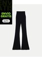 Pantalón Flare Tejido Tiro Alto Para Mujer  Deportiva  Color Negro Marca Atmos de Atmos
