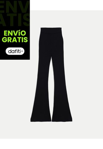 Pantalón Flare Tejido Tiro Alto Para Mujer  Deportiva  Color Negro Marca Atmos Atmos
