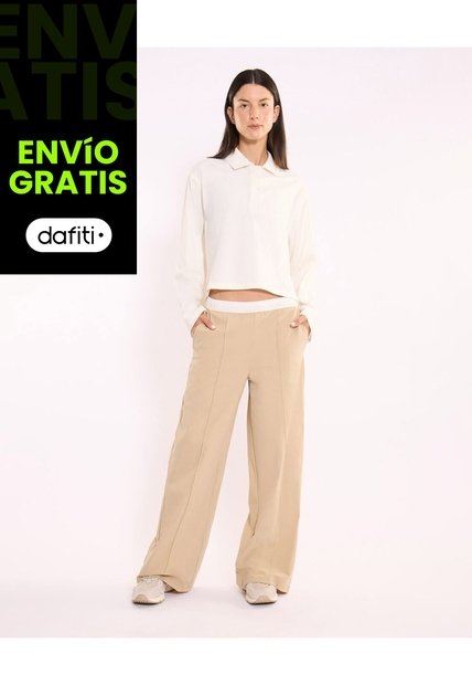 Pantalón Amplio Alotech Con Pretina Para Mujer  Deportiva  Color Beige Marca Atmos