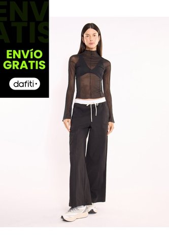 Pantalón Amplio Alotech Con Pretina Para Mujer  Deportiva  Color Negro Marca Atmos Atmos