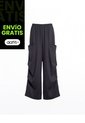 Pantalón Parachute Microcomfort Para Mujer  Deportiva  Color Negro Marca Atmos de Atmos