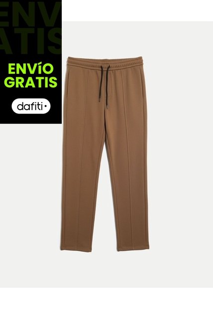 Pantalón Recto Con Detalle De Venas  Para Hombre Café Atmos
