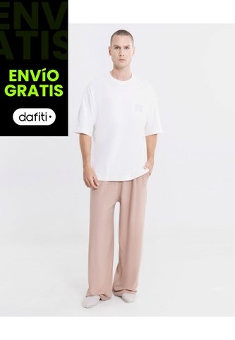 Pantalon Barrel En Burda Liviana  Para Hombre Crema Atmos Atmos