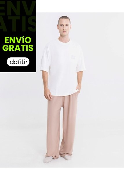 Pantalon Barrel En Burda Liviana  Para Hombre Crema Atmos