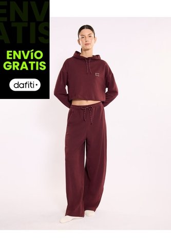 Pantalón Barrel Burda Confort Para Mujer  Deportiva  Color Vino Marca Atmos Atmos
