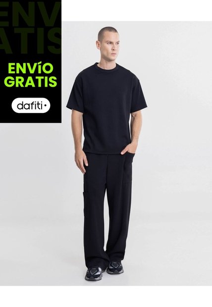 Pantalón Amplio Cargo Plush  Para Hombre Negro Atmos