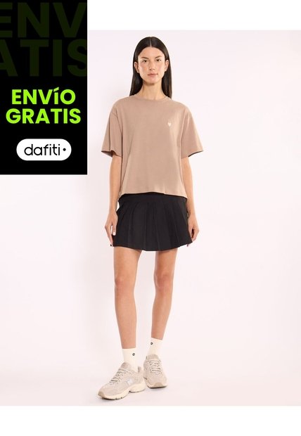 Falda Tableada Silueta Fluida Para Mujer  Deportiva  Color Negro Marca Atmos
