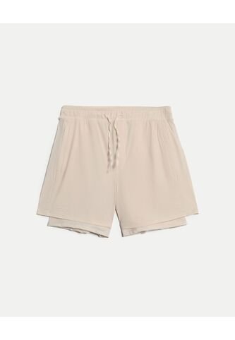 Bermuda  Para Hombre Deportiva Largo Color Crema Marca Atmos #32100135 Atmos