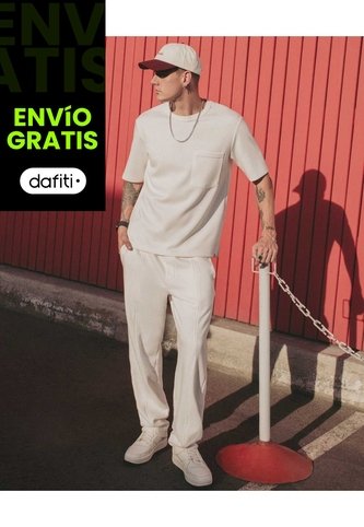 Pantalón Recto Con Detalle De Venas  Para Hombre Blanco Atmos Atmos