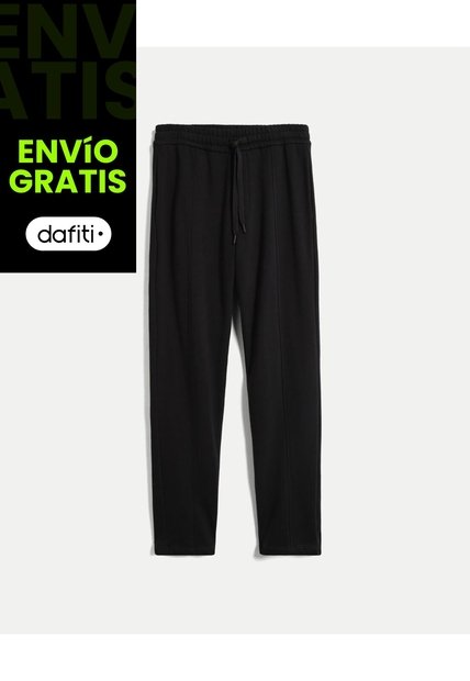 Pantalón Recto Con Detalle En Venas  Para Hombre Negro Atmos