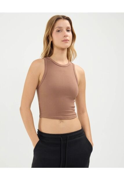 Camiseta Para Mujer Crop Top Color Café Marca Atmos #31090208
