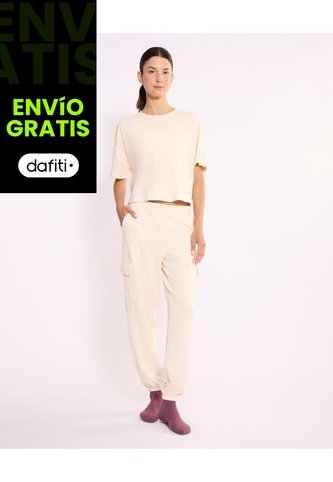 Pantalón Cargo Plush Para Mujer  Deportiva  Color Beige Marca Atmos Atmos
