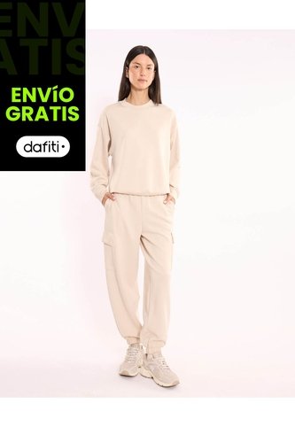 Jogger Cargo Plush Para Mujer  Deportiva  Color Beige Marca Atmos Atmos