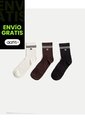 Pack X3 Medias Caña Media X3 Para Hombre Café Atmos de Atmos