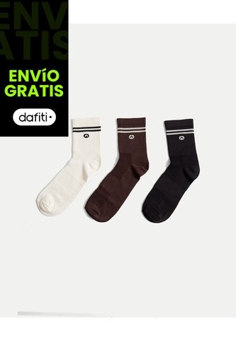 Pack X3 Medias Caña Media X3 Para Hombre Café Atmos Atmos