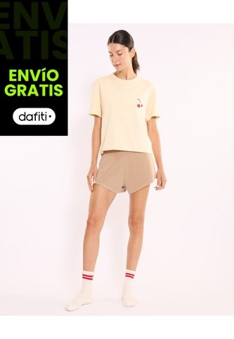 Short Amplio Plush Para Mujer  Deportiva  Color Marrón Marca Atmos Atmos