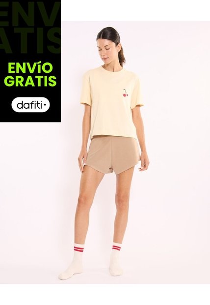 Short Amplio Plush Para Mujer  Deportiva  Color Marrón Marca Atmos