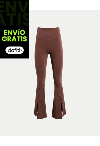 Leggins Flare Con Pretina Lisa Y Aberturas  Para Mujer Café Atmos Atmos