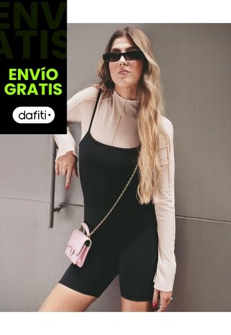 Enterizo Deportivo Con Tiras Ajustables  Para Mujer Negro Atmos Atmos