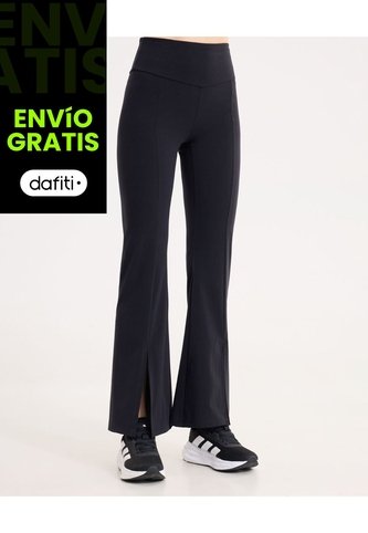 Leggins Flare Con Pretina Lisa Y Aberturas  Para Mujer Negro Atmos Atmos