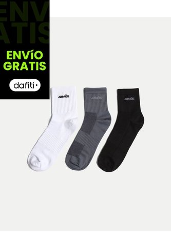 Pack X3 Medias Caña Corta Microfibra X3 Para Hombre Gris Atmos Atmos