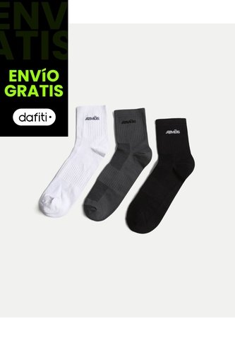 Pack X3 Medias Caña Corta Microfibra X3 Para Hombre Blanco Atmos Atmos
