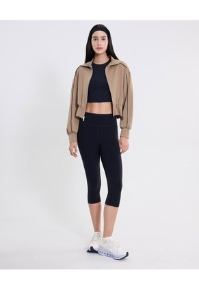 Buzo Full Zipper Piping Plush Para Mujer  Deportiva  Color Café Marca Atmos