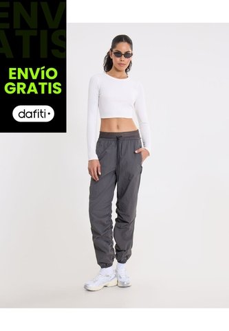 Pantalón Drapeado Rompevientos Para Mujer  Deportiva  Color Gris Marca Atmos Atmos