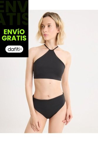 Panty Bikini Tiro Alto  Para Mujer Negro Atmos Atmos