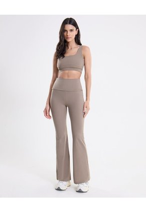 Leggins Flare Pretina Doblada Aerius Para Mujer Café Atmos