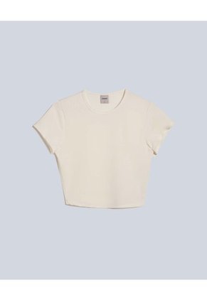Crop Top Para Mujer Manga Corta Color Marfil Marca Atmos #31090177