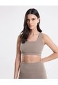 Top Deportivo Cuello Redondo Ajuste Medio  Para Mujer Café Atmos de Atmos