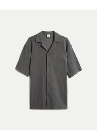 Camisa Para Hombre Sobrecamisa Manga Corta Color Gris Marca Atmos #32010002 Atmos