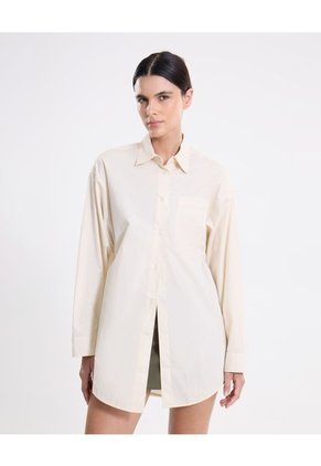 Camisa Manga Larga Amplia Bajo Curvo Para Mujer Deportiva Color Blanco Marca Atmos