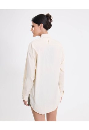 Camisa Manga Larga Amplia Bajo Curvo Para Mujer Deportiva Color Blanco Marca Atmos