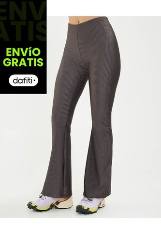 Pantalón Flare Acanalado Para Mujer  Deportiva  Color Gris Marca Atmos Atmos