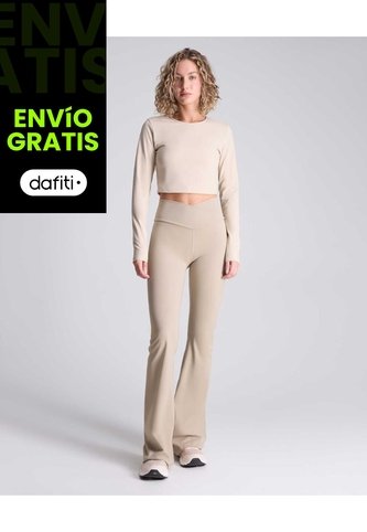 Leggins Flare Para Mujer Largo Color Beige Marca Atmos #31230057 Atmos