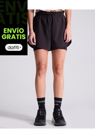 Short Con Biker Interno Para Mujer  Deportiva  Color Negro Marca Atmos Atmos