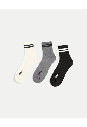 Pack X3 Medias Caña Media En Algodón X3 Para Hombre Crema Atmos