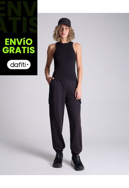 Jogger Cargo Para Mujer  Deportiva  Color Negro Marca Atmos